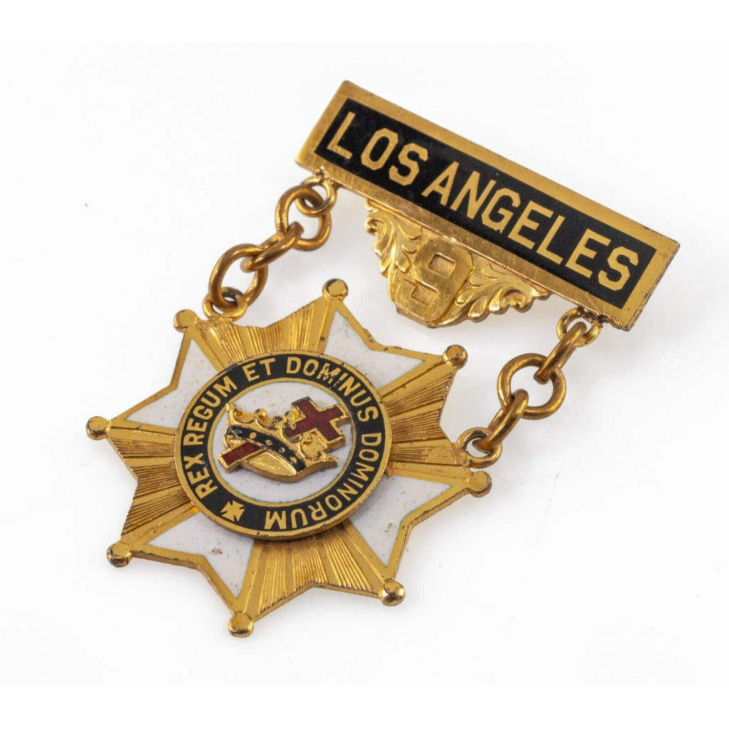 Los Angeles Masonic Knights Templar Sterling Silver Badge