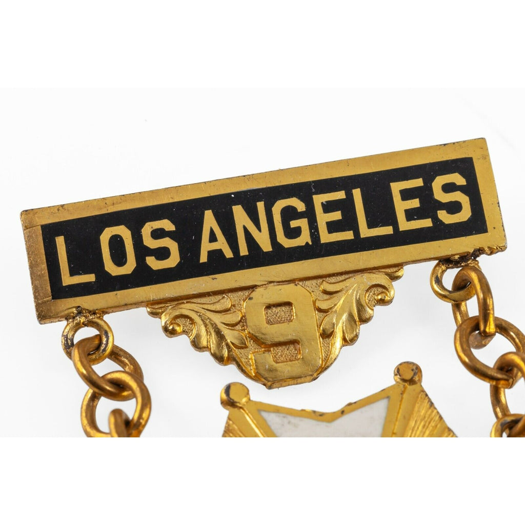 Los Angeles Masonic Knights Templar Sterling Silver Badge
