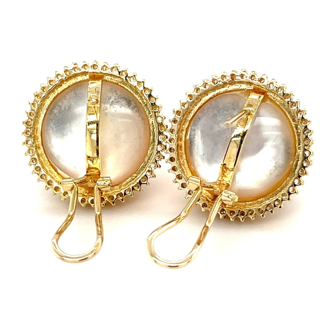 14k Yellow Gold Mabe Pearl Jewelry Set w/ Diamond Accents, Ring & Earrings, Size 8.75