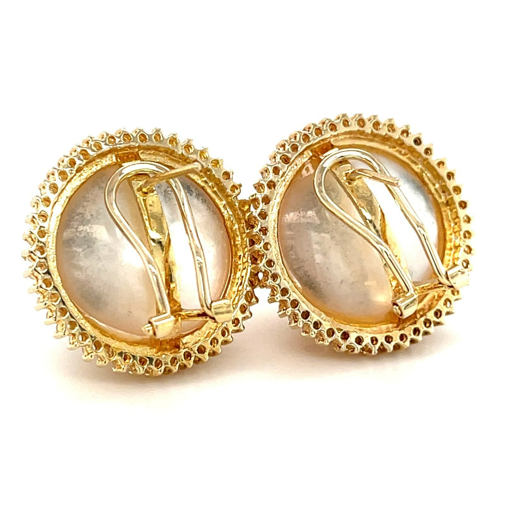 14k Yellow Gold Mabe Pearl Jewelry Set w/ Diamond Accents, Ring & Earrings, Size 8.75