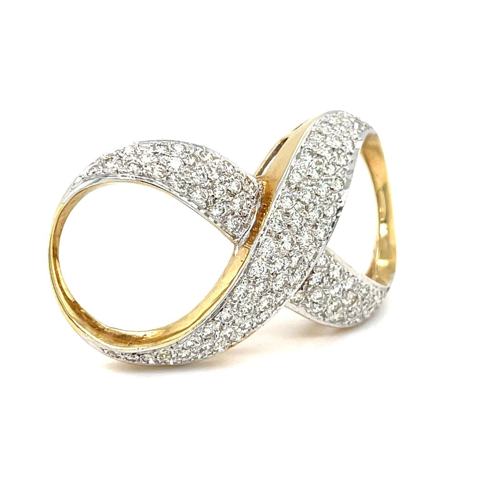 18k Two-Tone Gold & 3ct Diamond Infinity Scarf Ring.