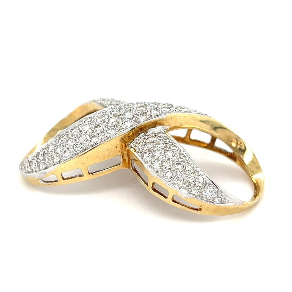 18k Two-Tone Gold & 3ct Diamond Infinity Scarf Ring.