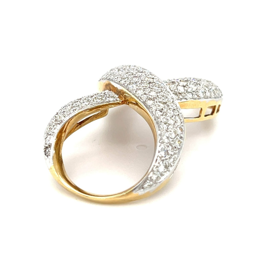 18k Two-Tone Gold & 3ct Diamond Infinity Scarf Ring.