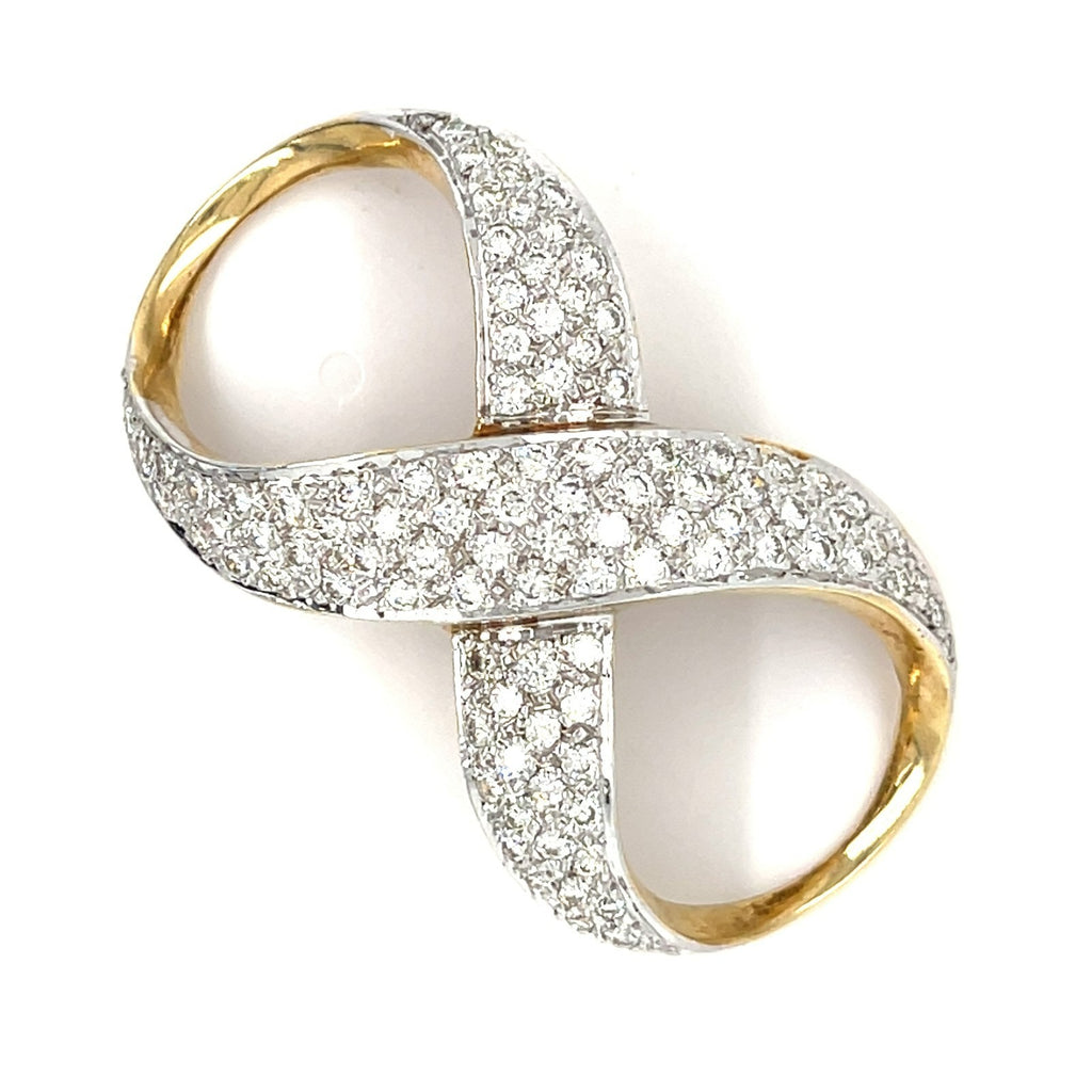 18k Two-Tone Gold & 3ct Diamond Infinity Scarf Ring.
