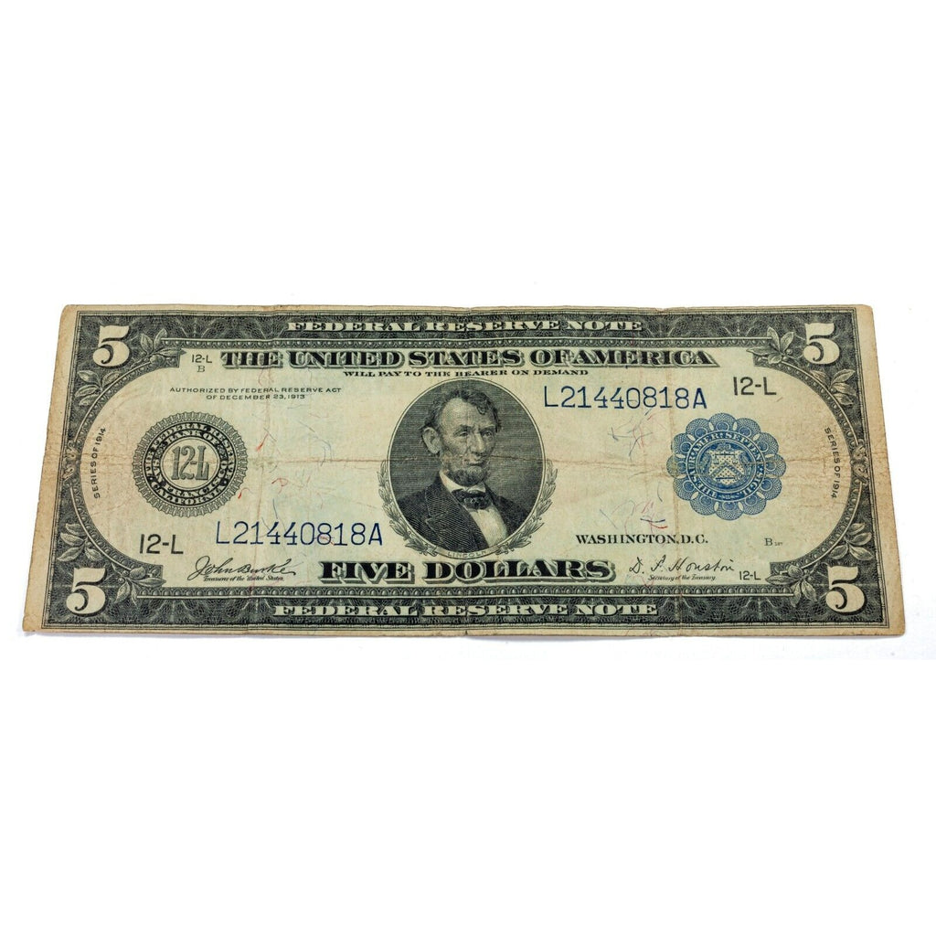 Series of 1914 $5 Federal Reserve Note in Fine Condition Fr #890