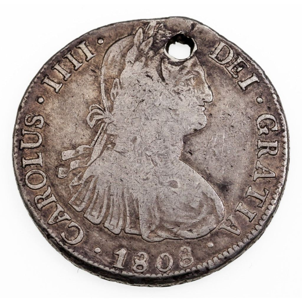 1808-PTS PJ 4 Reales Silver Coin   King Charles IIII   Potosi Bolivia Mint