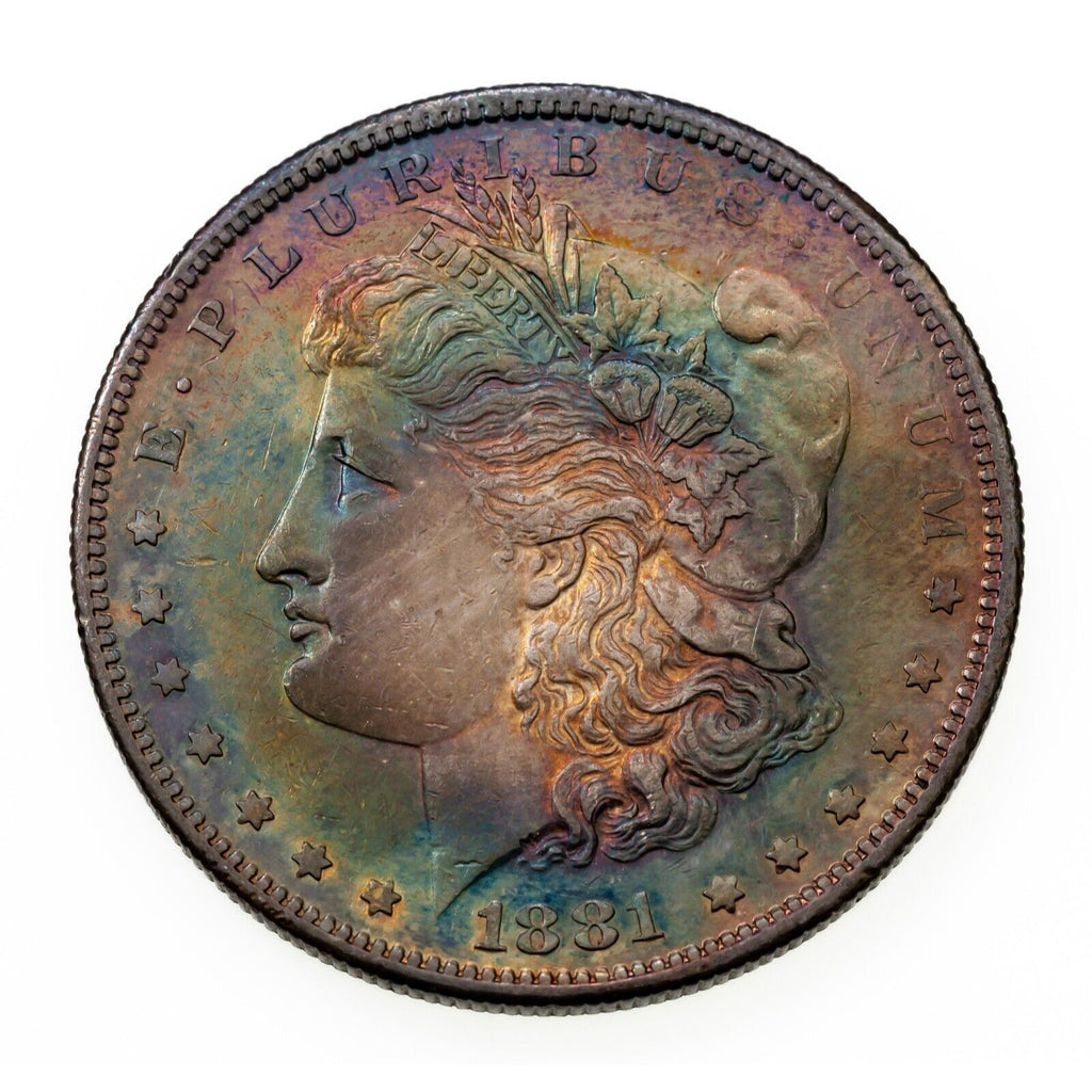 1881-S $1 Silver Morgan Dollar, BU Condition, Terrific Obverse Toning!