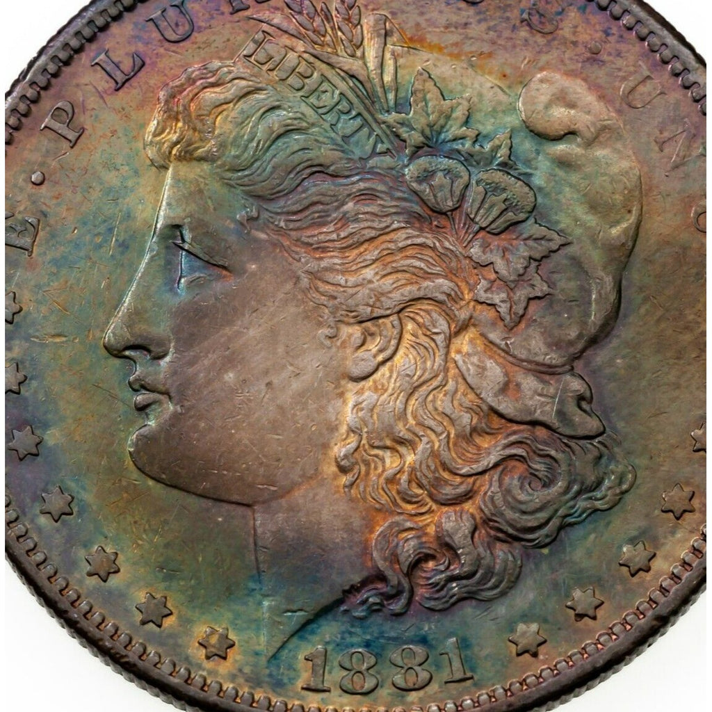 1881-S $1 Silver Morgan Dollar, BU Condition, Terrific Obverse Toning!