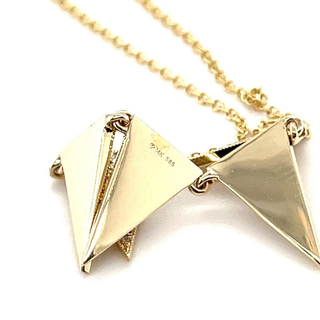 14k Yellow Gold & 1.50ct Diamond Pennant Pendant w/ Five Flags, Length 18"