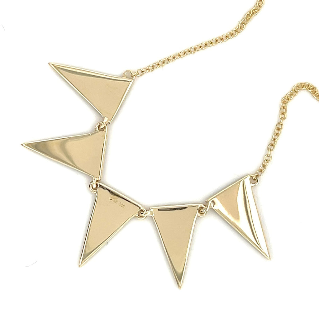 14k Yellow Gold & 1.50ct Diamond Pennant Pendant w/ Five Flags, Length 18"