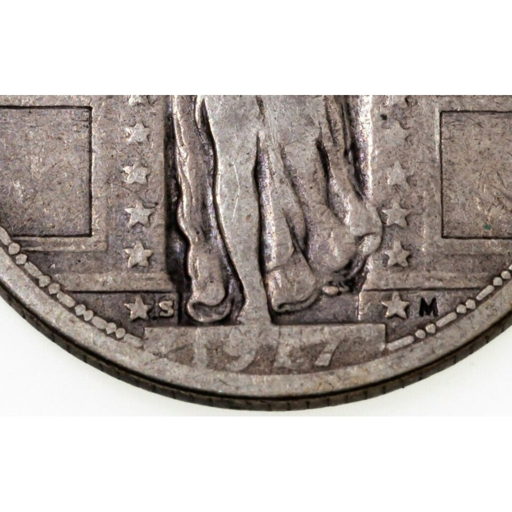 1917-S 25C Type 1 Standing Liberty Quarter in Very Good VG Condition