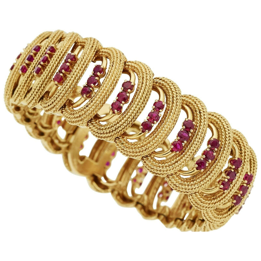 Cartier 18k Yellow Gold 5.85ct Ruby "C" Link Bracelet 6-3/4" 76 grams c. 1950