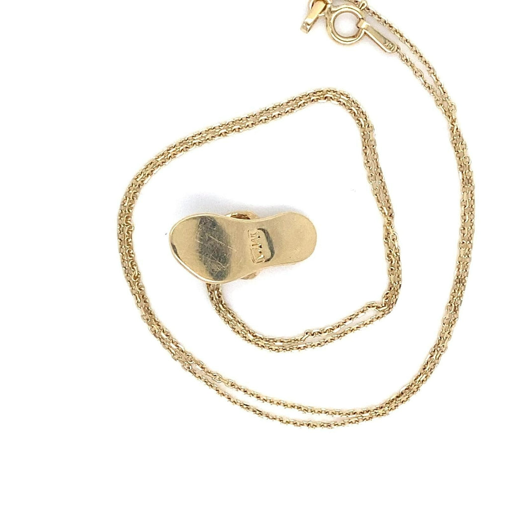 14k Gold and Diamond Slipper/Sandal Chain Necklace 17" 3.1g