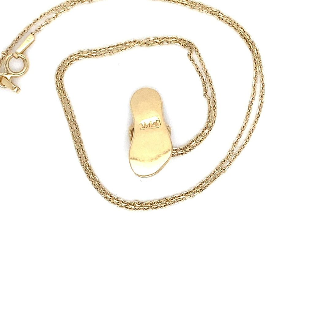 14k Gold and Diamond Slipper/Sandal Chain Necklace 17" 3.1g