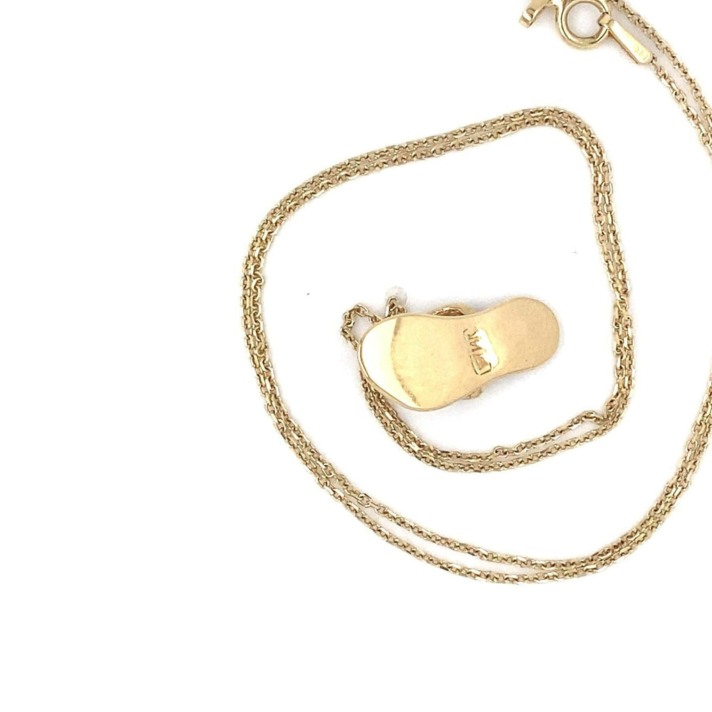 14k Gold and Diamond Slipper/Sandal Chain Necklace 17" 3.1g