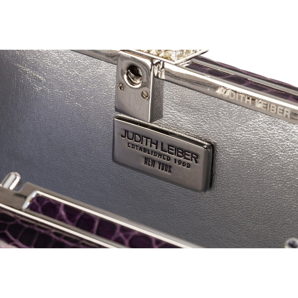 Judith Leiber Purple Alligator Clutch with Purple Swarovski Crystal Clasp w/ Box