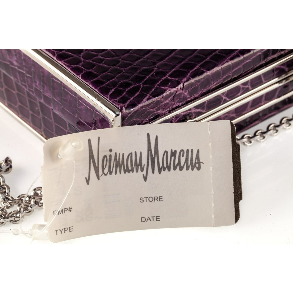 Judith Leiber Purple Alligator Clutch with Purple Swarovski Crystal Clasp w/ Box