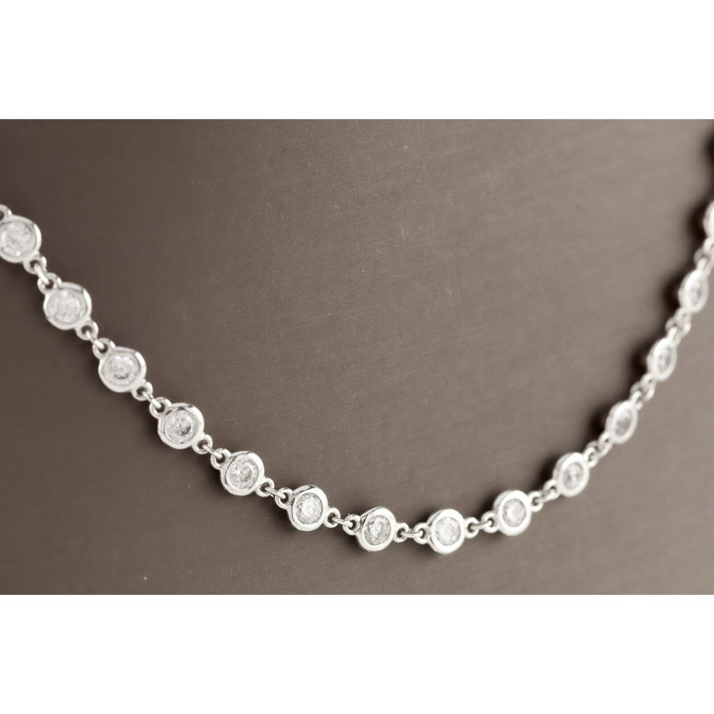 Sterling Silver Bezel Set Cubic Zirconia by the Yard Necklace 42"