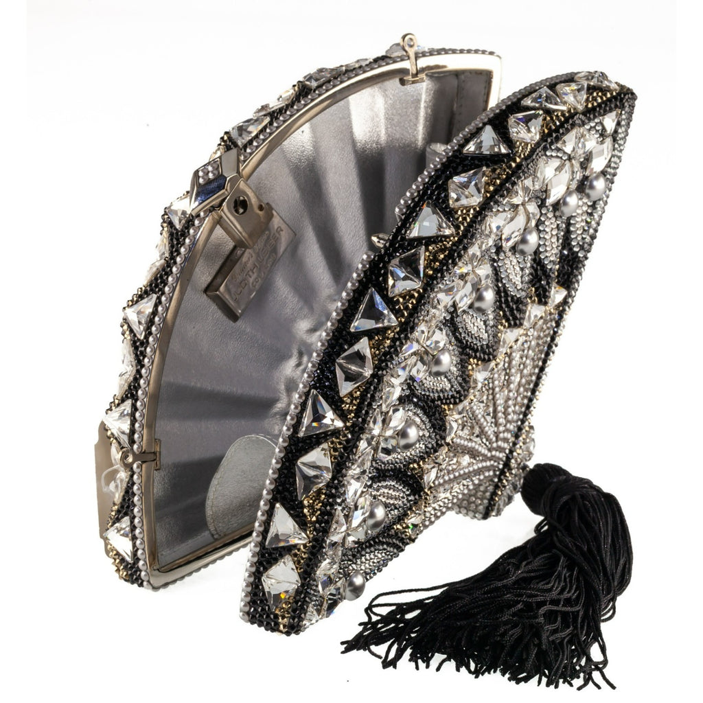 Judith Lieber Swarovski Crystal Adorable Hand Fan Miniaudiere w/ Box Pouch Tag