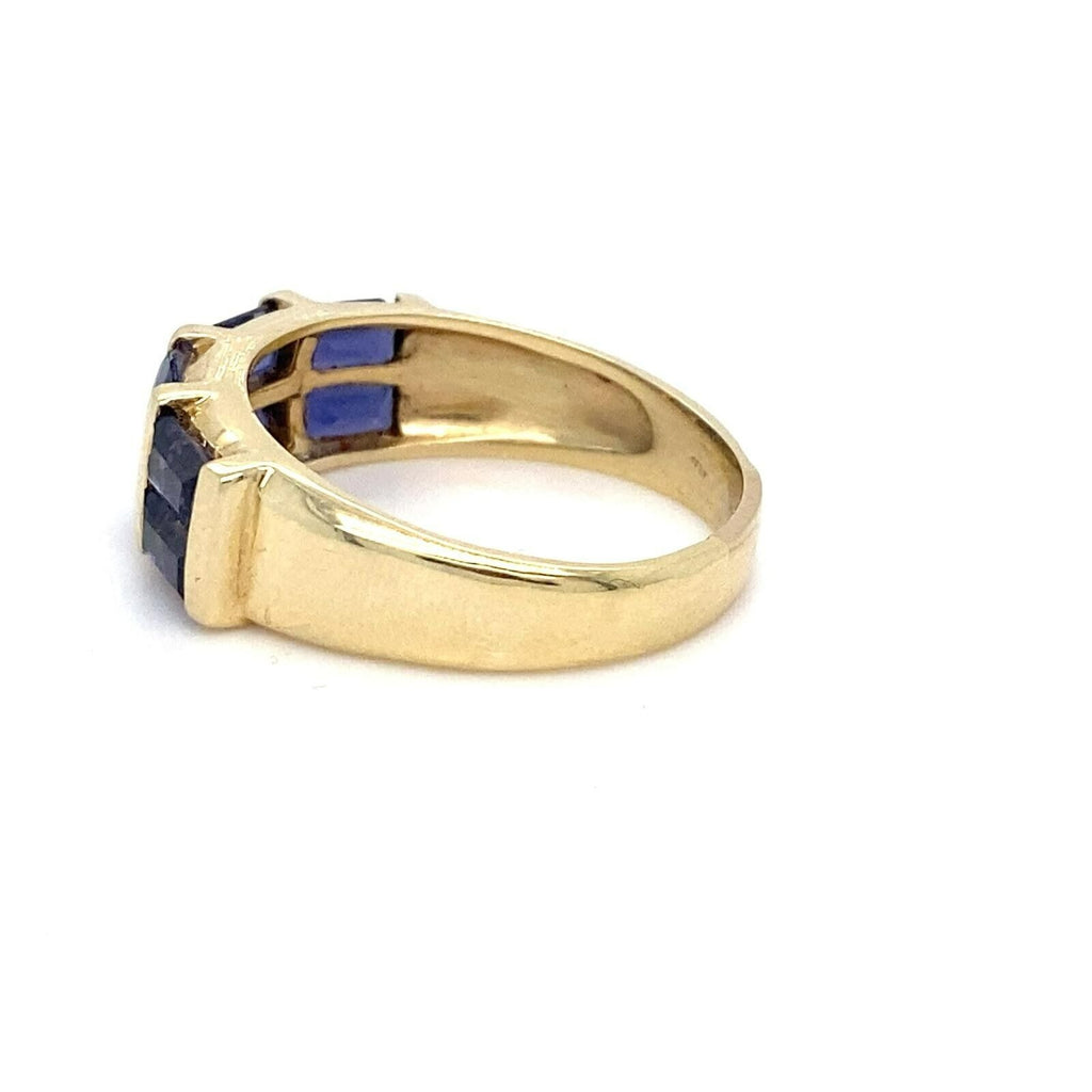 14k Yellow Gold Women's Ring w/ Channel Set Baguette-cut Sapphires Size 9