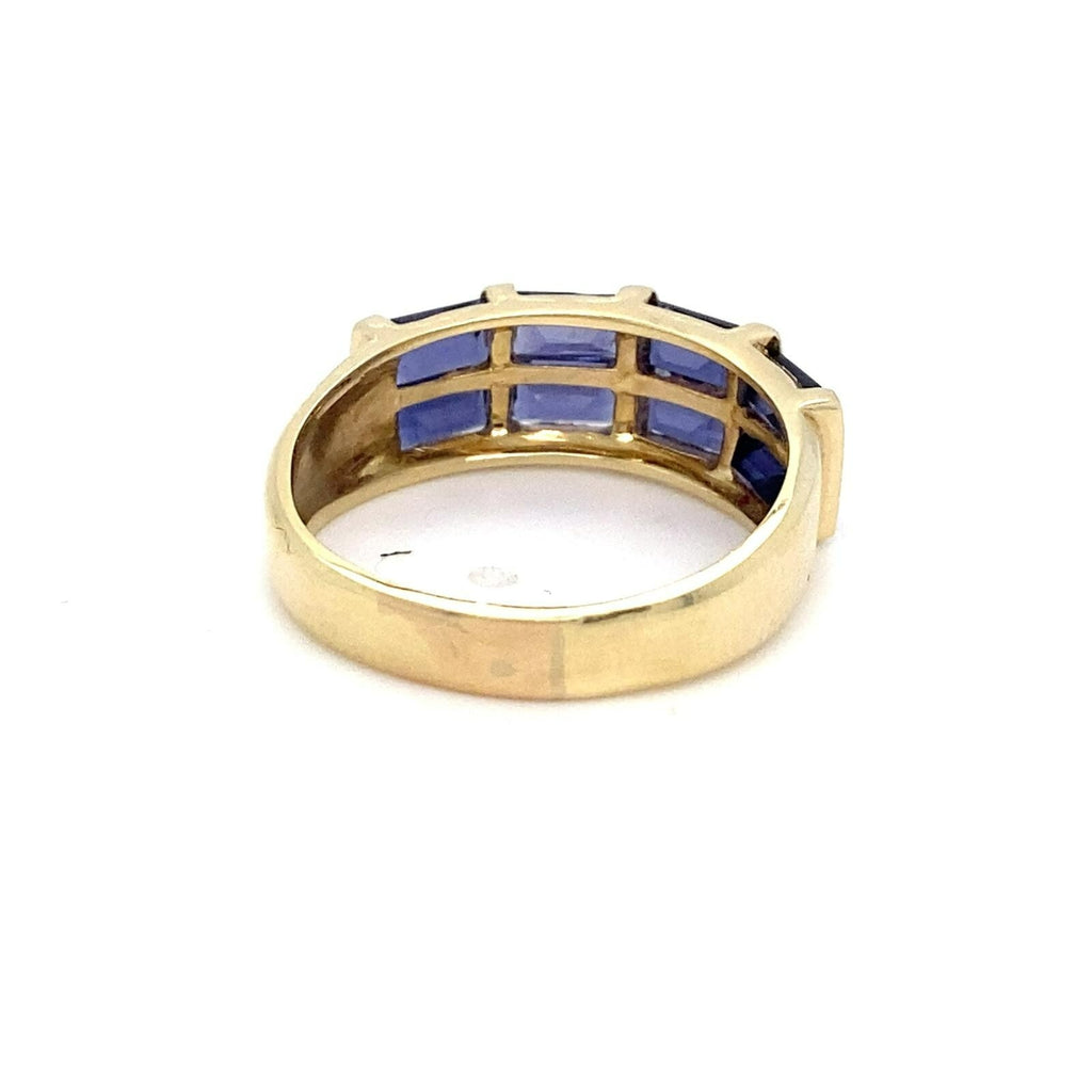 14k Yellow Gold Women's Ring w/ Channel Set Baguette-cut Sapphires Size 9