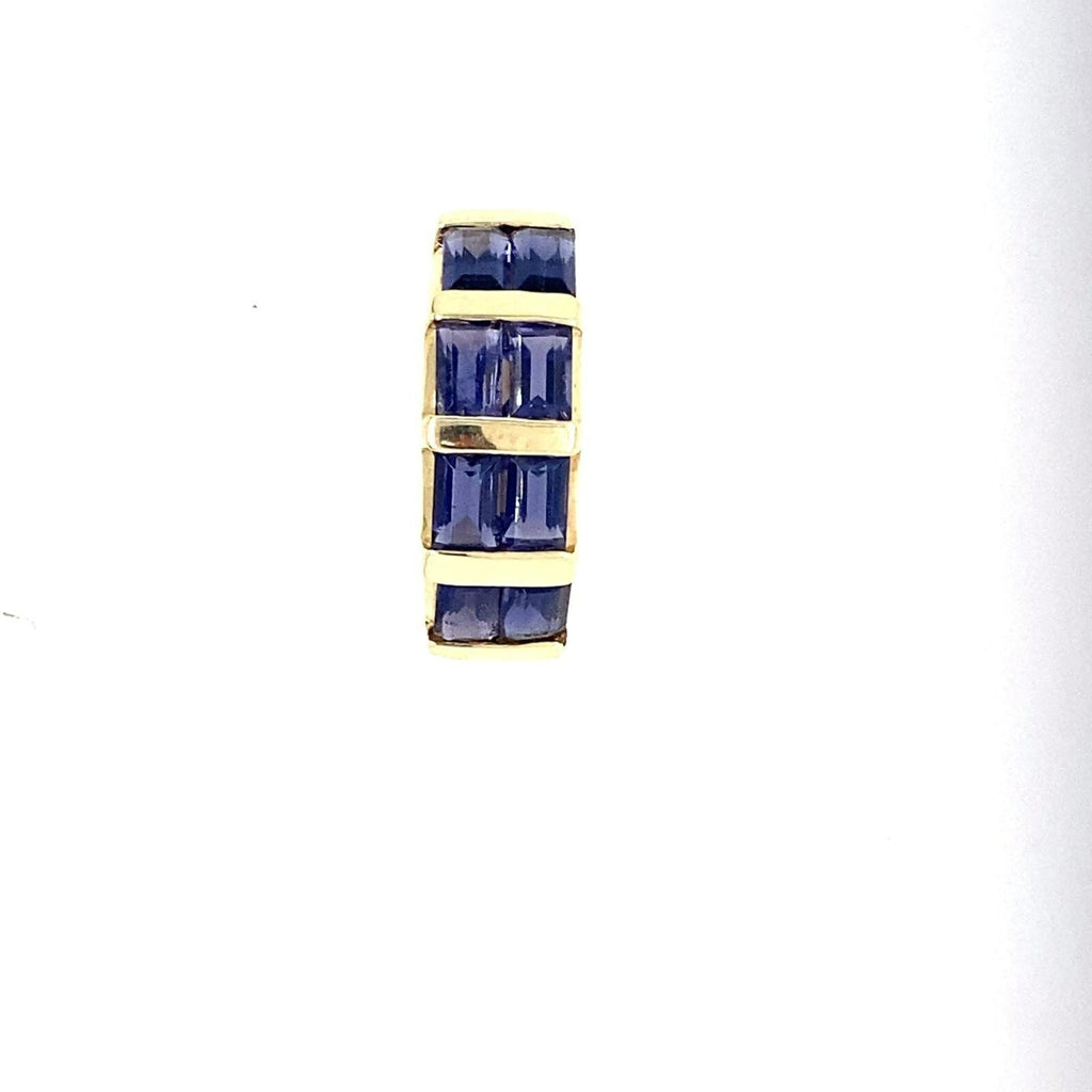 14k Yellow Gold Women's Ring w/ Channel Set Baguette-cut Sapphires Size 9