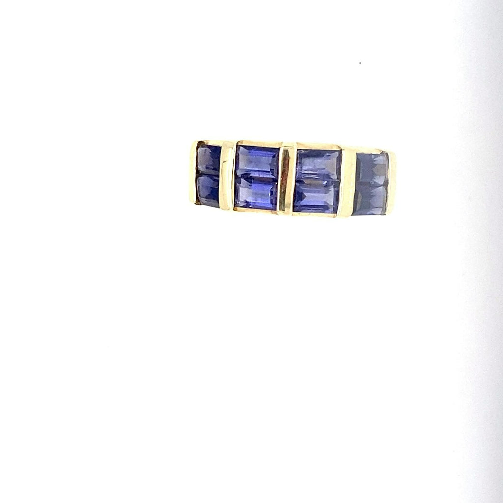 14k Yellow Gold Women's Ring w/ Channel Set Baguette-cut Sapphires Size 9