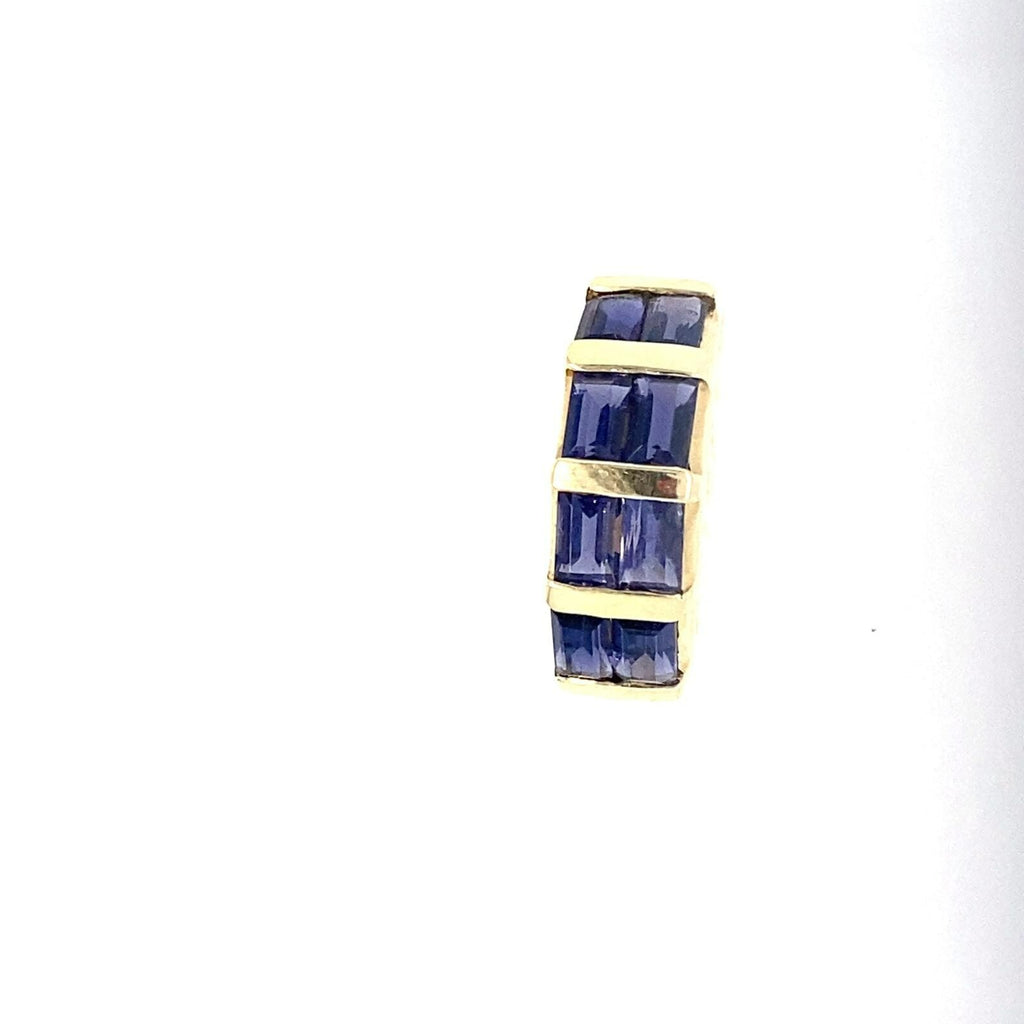 14k Yellow Gold Women's Ring w/ Channel Set Baguette-cut Sapphires Size 9