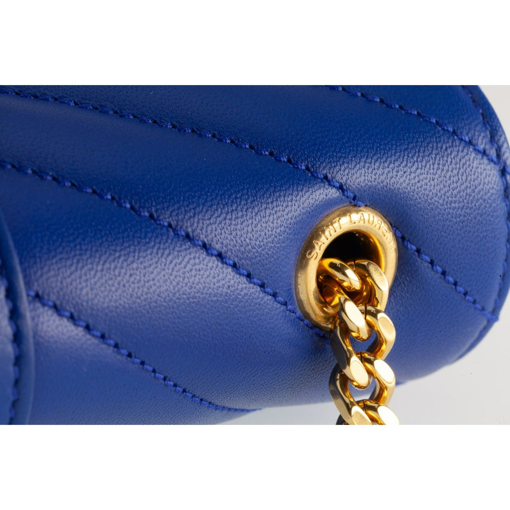 Yves Saint Laurent YSL Bleu Majorelle Chevron Leather Purse Pouch/Card 399289