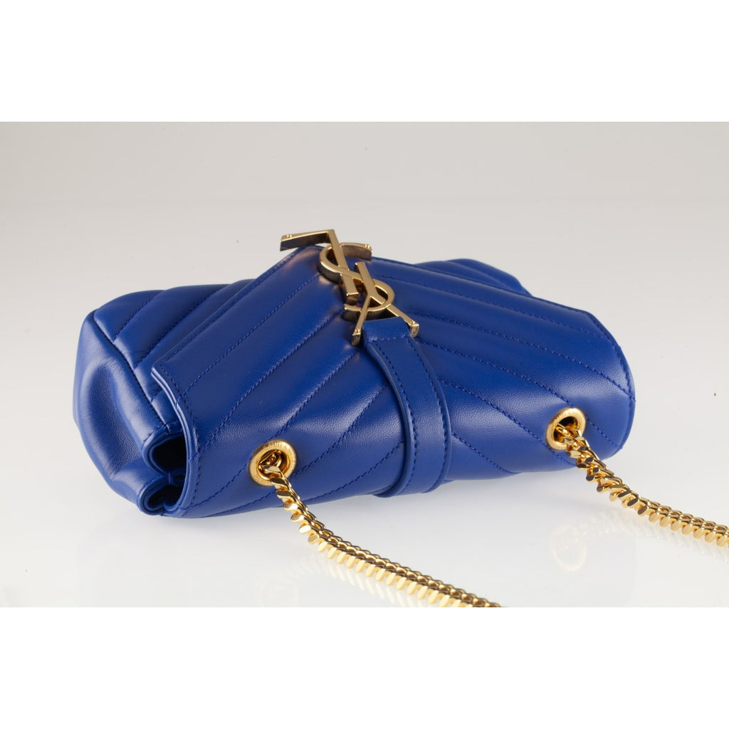 Yves Saint Laurent YSL Bleu Majorelle Chevron Leather Purse Pouch/Card 399289