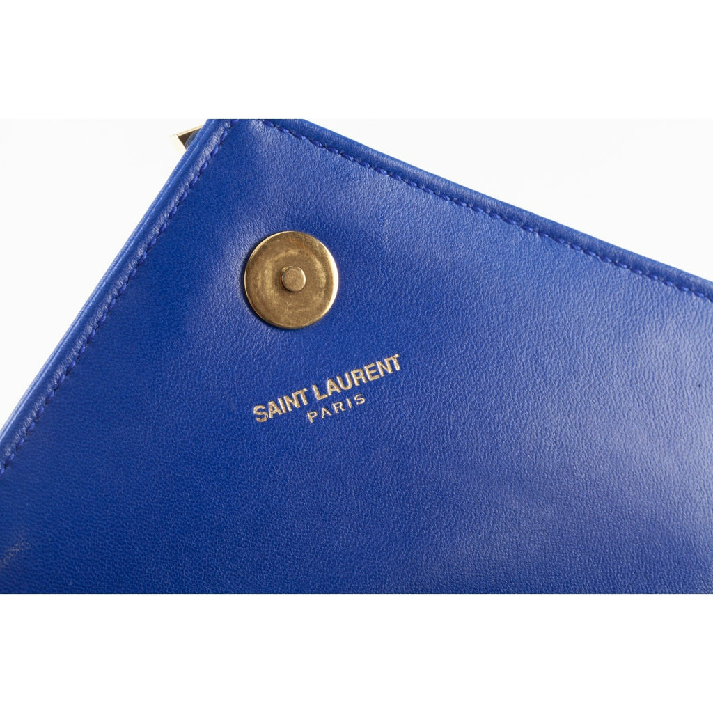 Yves Saint Laurent YSL Bleu Majorelle Chevron Leather Purse Pouch/Card 399289