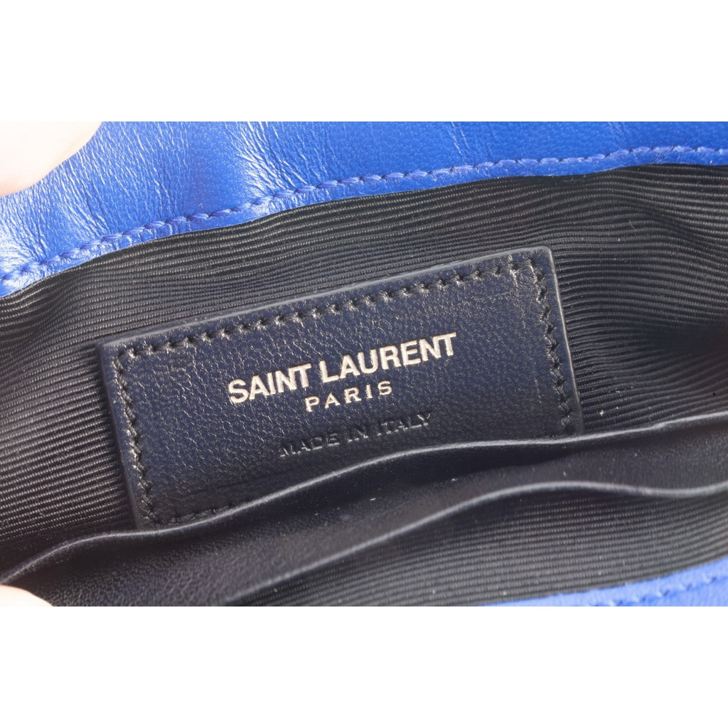 Yves Saint Laurent YSL Bleu Majorelle Chevron Leather Purse Pouch/Card 399289