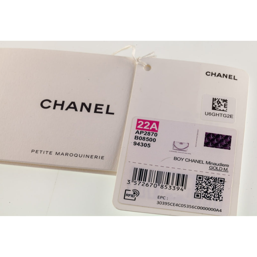 Chanel Boy Miniaudiere in Black Patent Calfskin Hard Bag on Chain