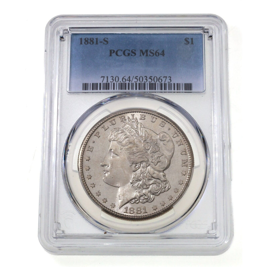 1881-S $1 Silver Morgan Dollar Graded by PCGS as MS-64