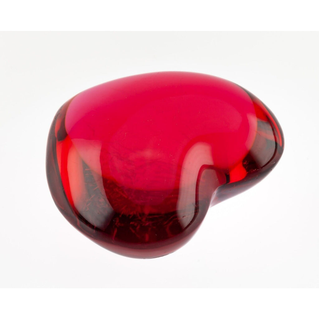 Baccarat Red Puffy Crystal Heart Paperweight 3"