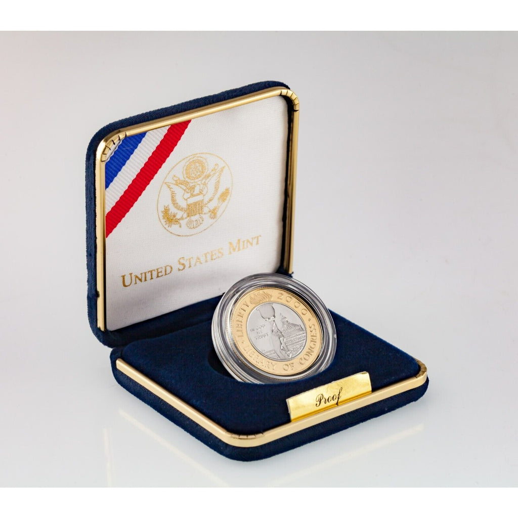 2000-W $10 Library of Congress Bimetallic Gold & Platinum Proof Coin w/ Case