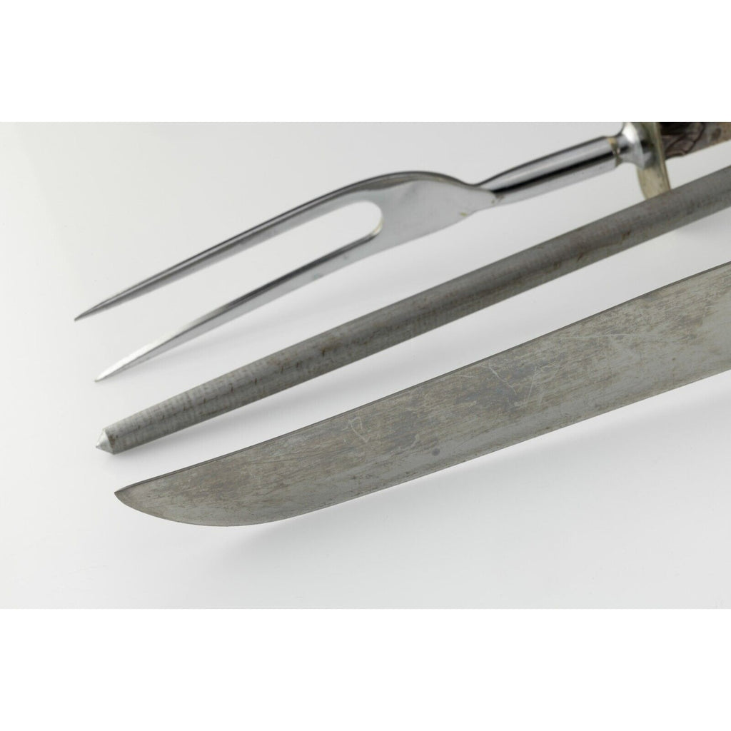 Sterling Silver Carving Set with Fork, Knife, and Sharpener