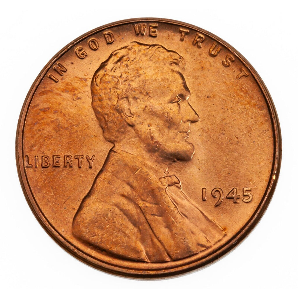 1945 Lincoln Cent Original Roll Choice/Gem BU Red Color, Terrific Looking Luster