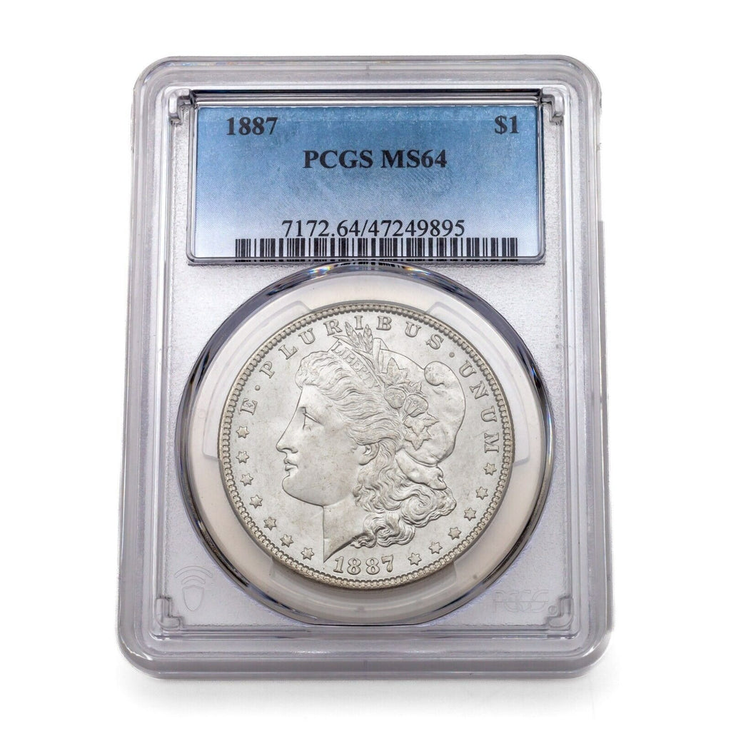 1887 $1 Silver Morgan Dollar Graded by PCGS as MS-64! Nice White Color