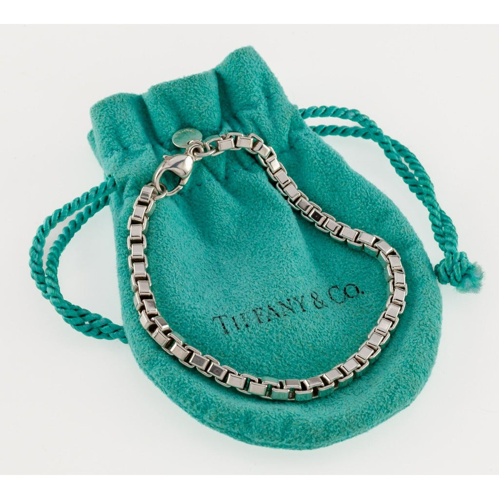 Tiffany & Co. Sterling Silver Venetian Link Bracelet w/ Original Pouch 7.5"