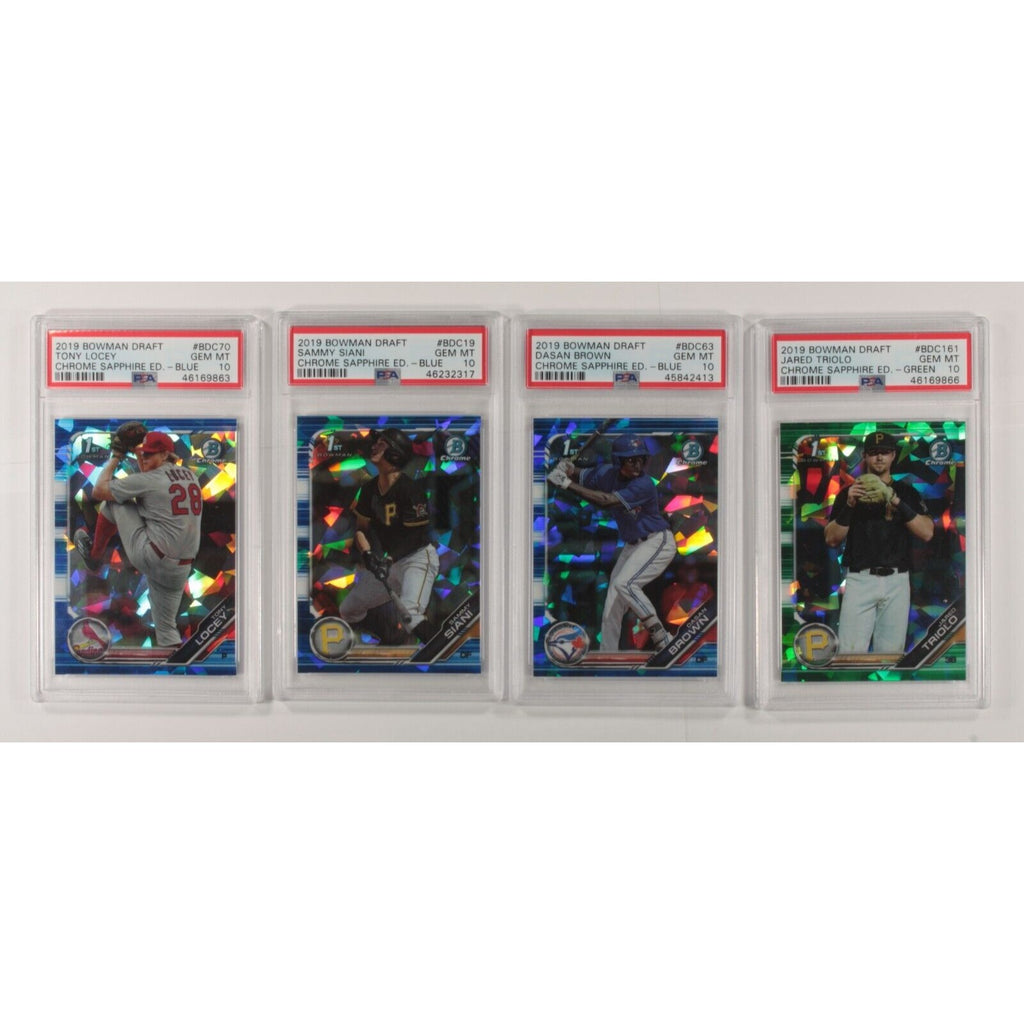 Lot Of 4 PSA 10 2019 Bowman Chrome Draft Sapphire Locey, Siani, Triolo, Brown