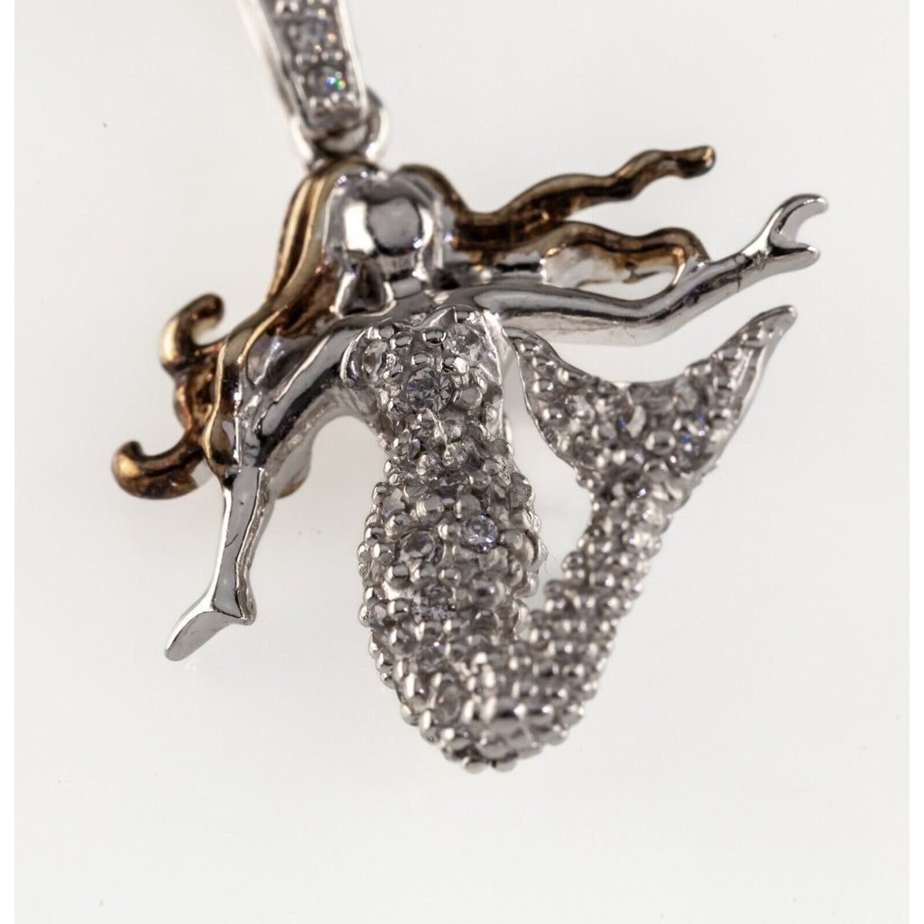 Gorgeous Mermaid with Accenting CZ Pendant/ Necklace In Sterling Silver, 16-18"