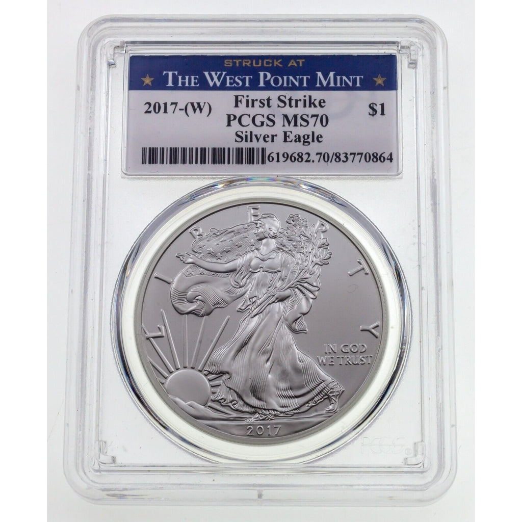 2017-(W) S$1 Silver American Eagle Graded by PCGS as MS-70 First Strike