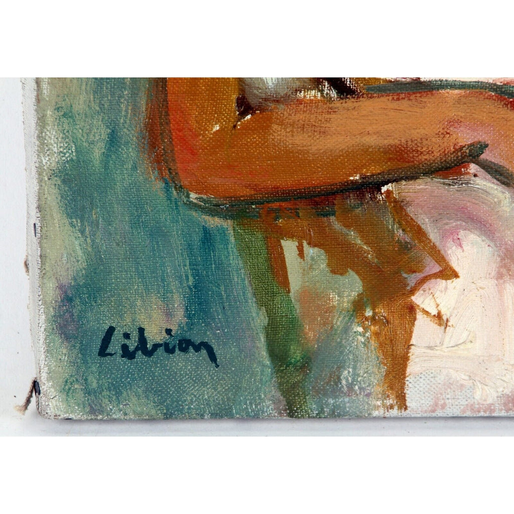 JEUNE FILLE A LA... BY LIBION OIL ON CANVAS 16" x 13" UNFRAMED