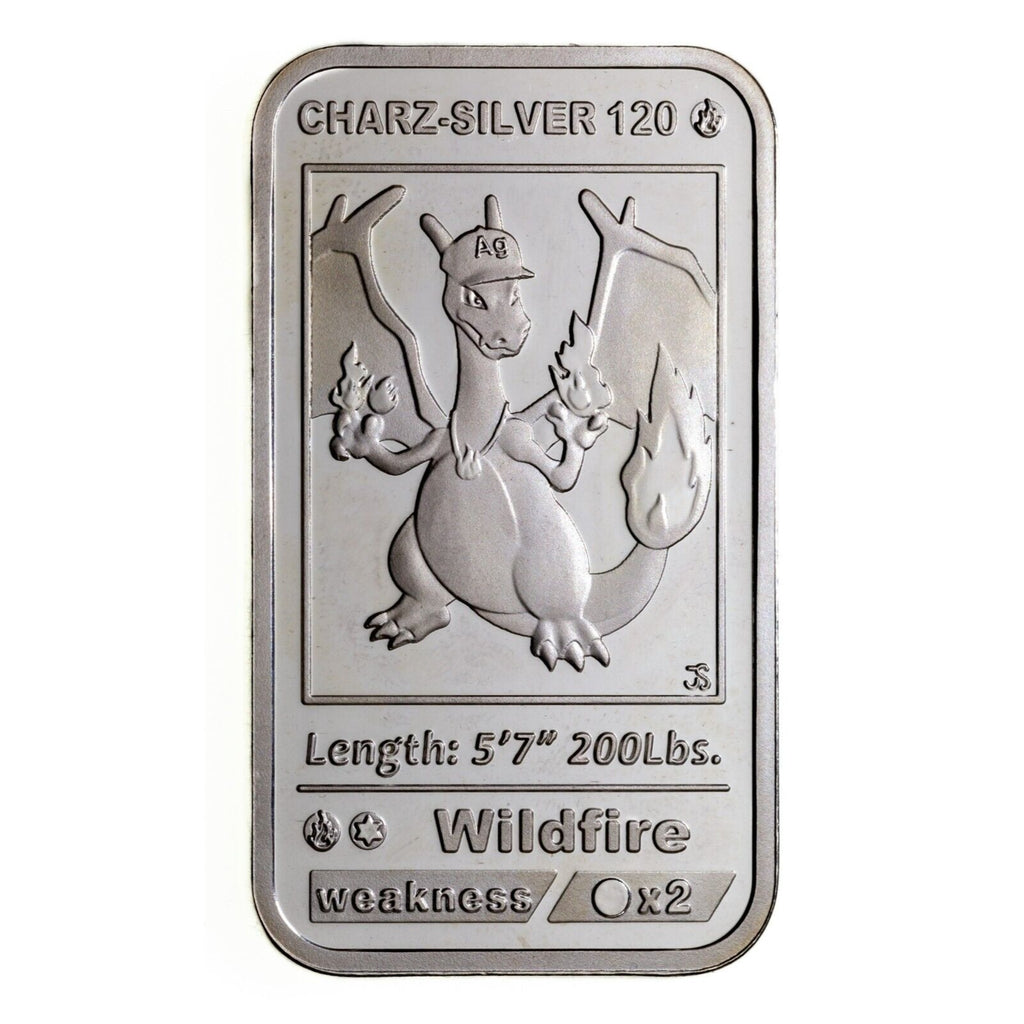 Pokemon Charizard 1 oz. .999 Fine Silver Art Bar
