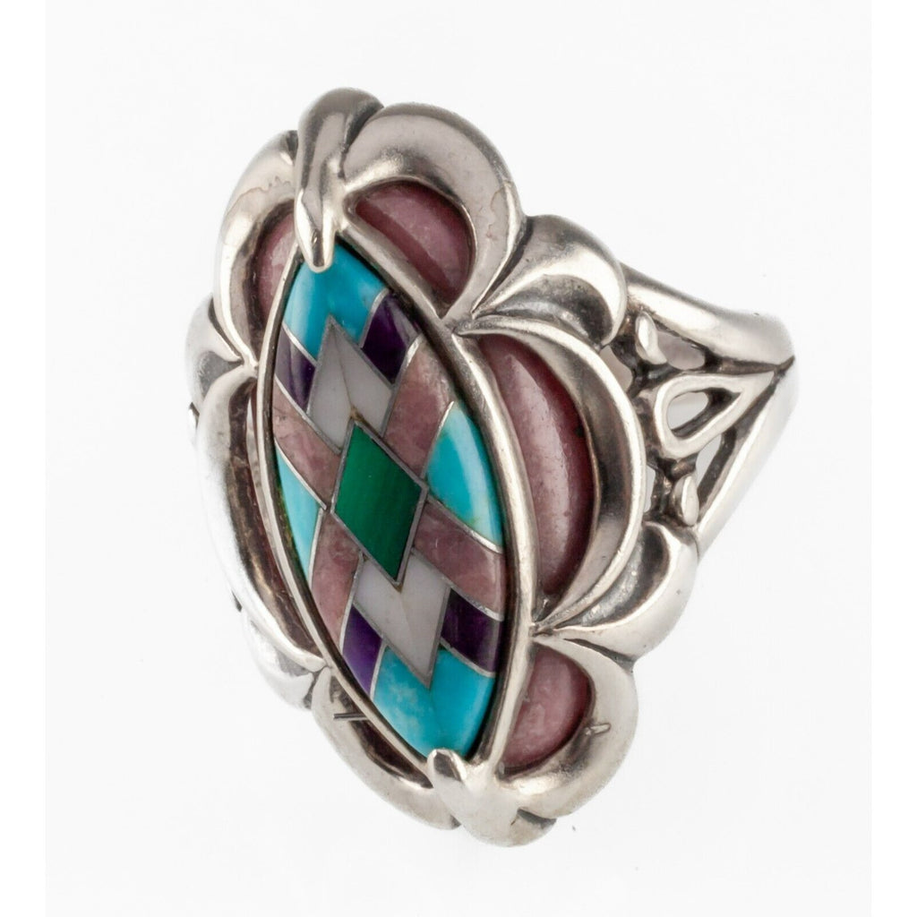 Carolyn Pollack Anglo Sterling Silver Inlay Ring Sz 10.25