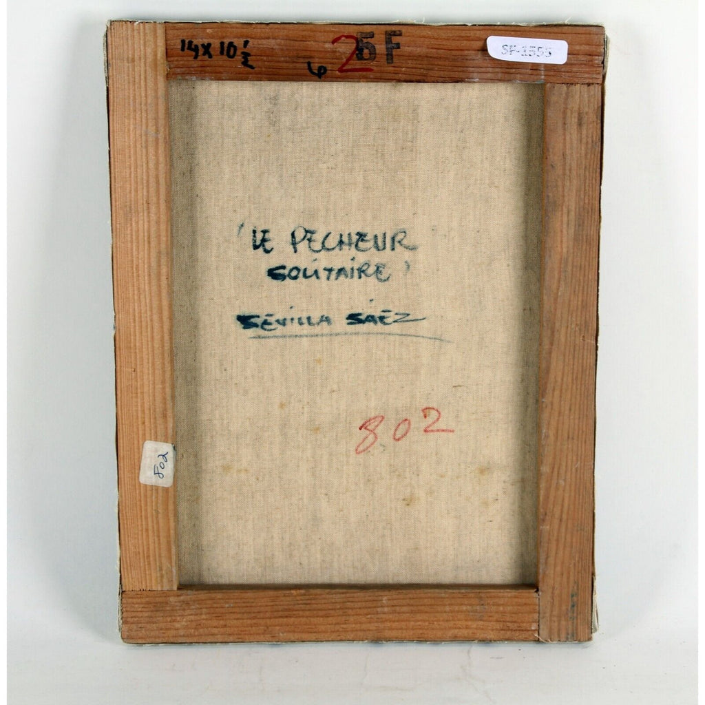 LE PECHEUR SOLITAIRE BY SEVILLA SAEZ OIL ON CANVAS 14 x 10 1/12" UNFRAMED