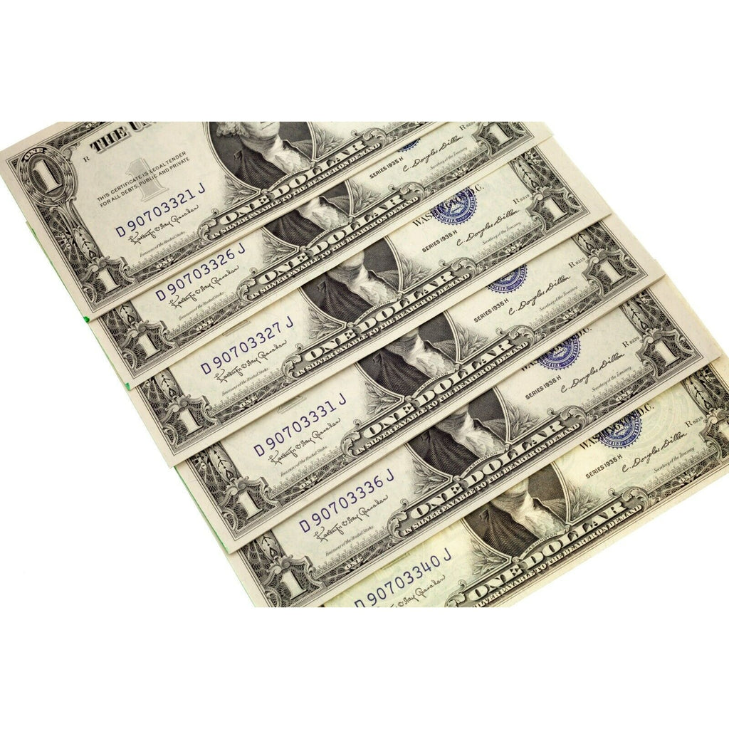 Lot of 20 Consecutive 1935-H $1 Silver Cerficates in UNC Condition