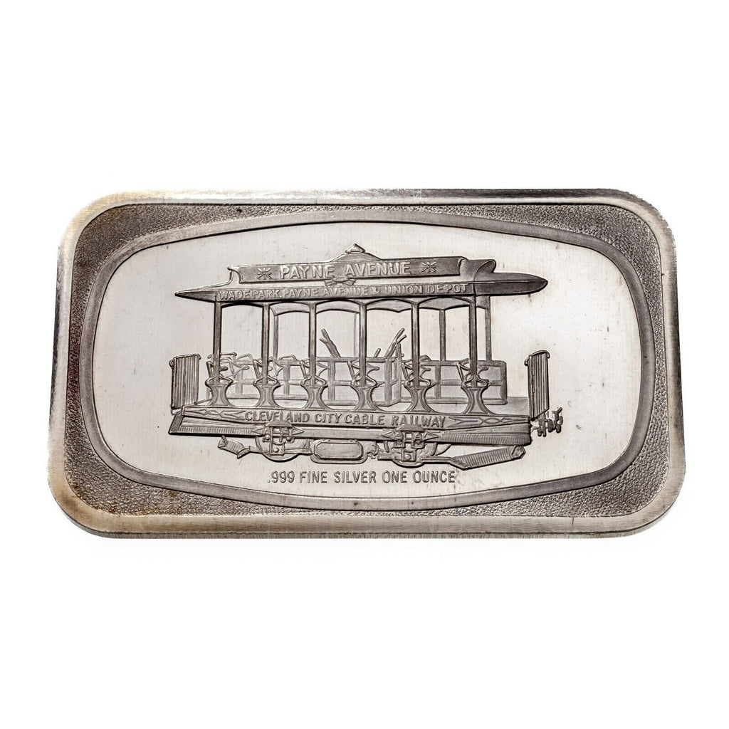 Payne Avenue Trolly Cleveland OH By Mother Lode Mint - 1 oz .999 Fine Silver Bar