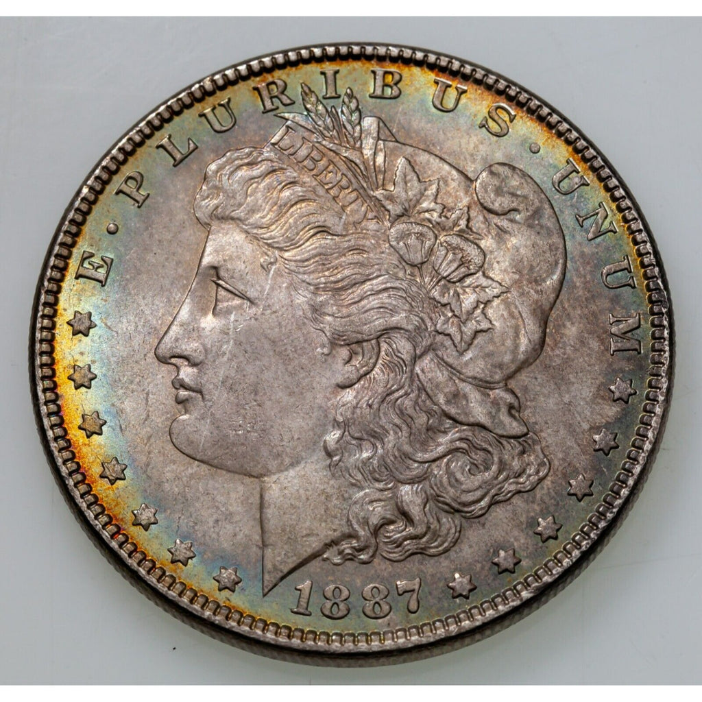 1887 $1 Silver Toned Morgan Dollar, Choice BU, Excellent Eye Appeal & Luster